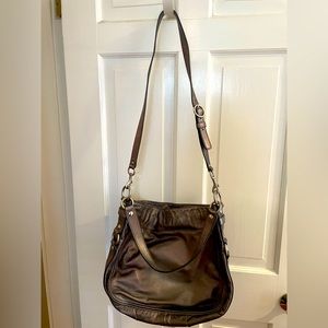 Coach leather bronze metallic bag